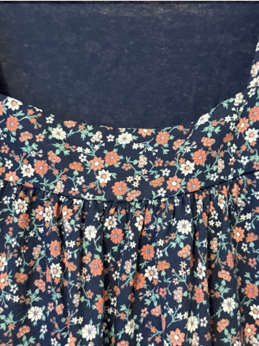 Lucky Brand Women's Navy Blue Floral Boho Peasant Long Sleeve Knit Top Size XL - Picture 5 of 8